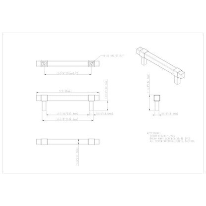 96 mm Center-to-Center Satin Nickel Square Zane Cabinet Pull