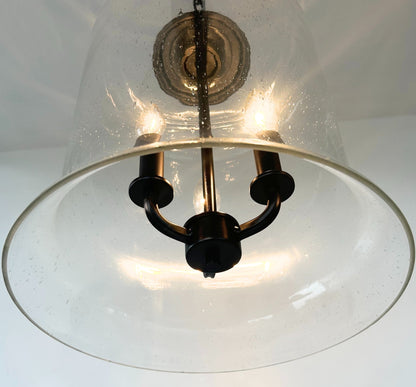 Extra Large Clear Seeded Glass Bell Pendant Light