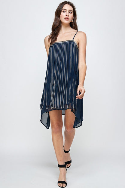 Flowy Sleeveless Mini Dress with Metallic Accents | Apparel | Kitchen + Metal