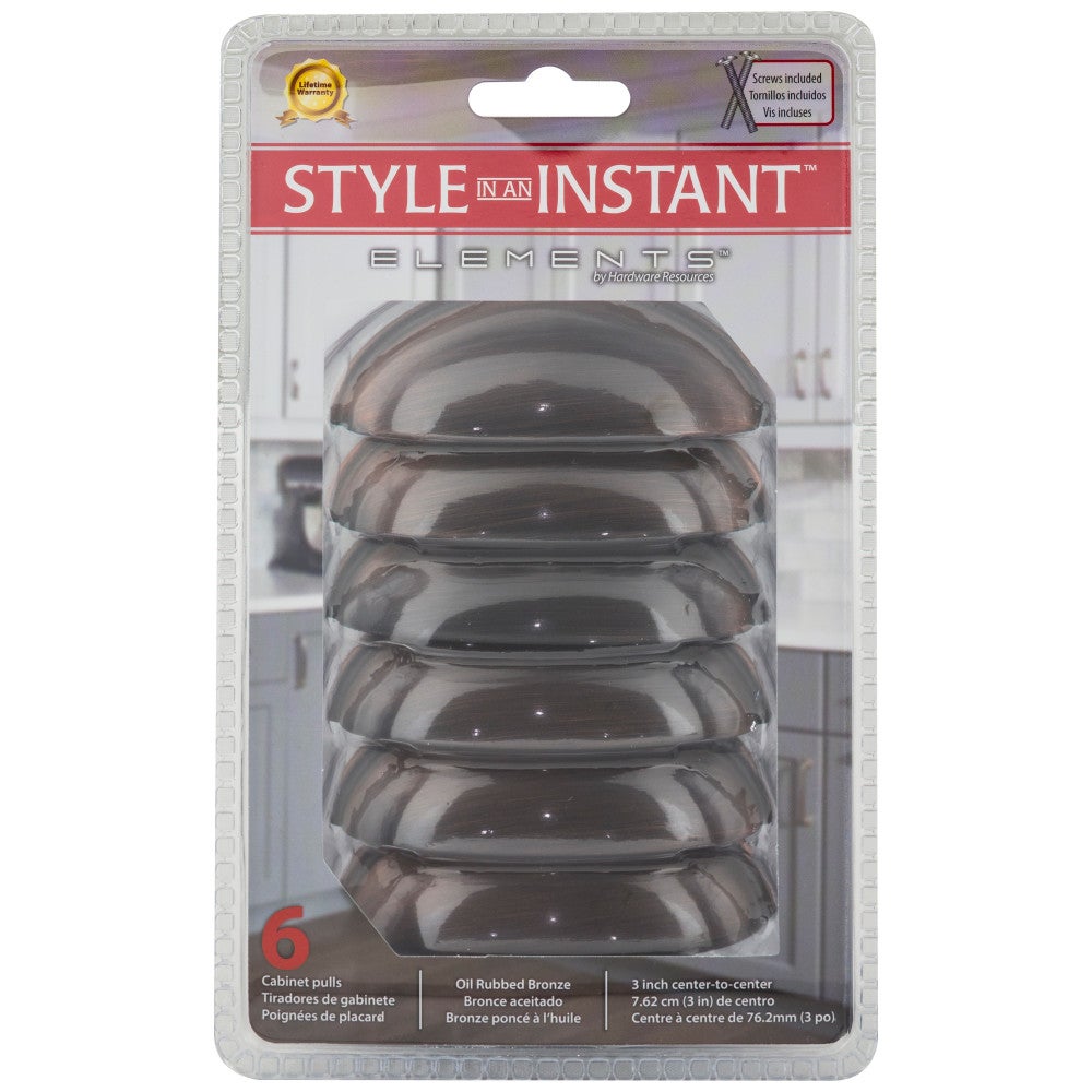 3" Center-to-Center Satin Nickel Florence Retail Packaged Cabinet Cup Pull