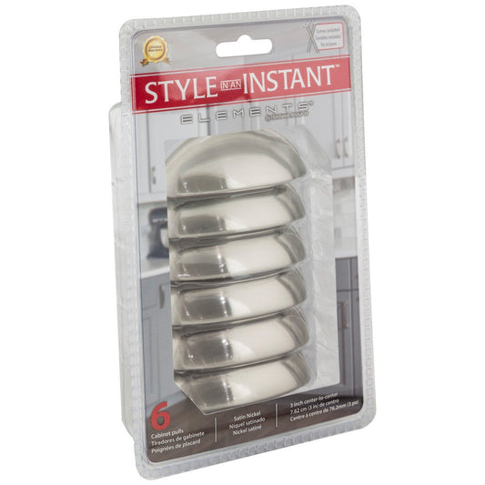 3" Center-to-Center Satin Nickel Florence Retail Packaged Cabinet Cup Pull
