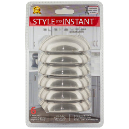 3" Center-to-Center Satin Nickel Florence Retail Packaged Cabinet Cup Pull