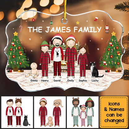Personalized Gift For Family Christmas Ornament - Personalized Medallion Acrylic Ornament - Gift for Him/Her, Sister/Brother, Family Members