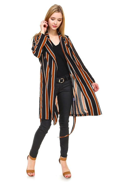 Striped Long Sleeve Belted Jacket | Apparel | Kitchen + Metal