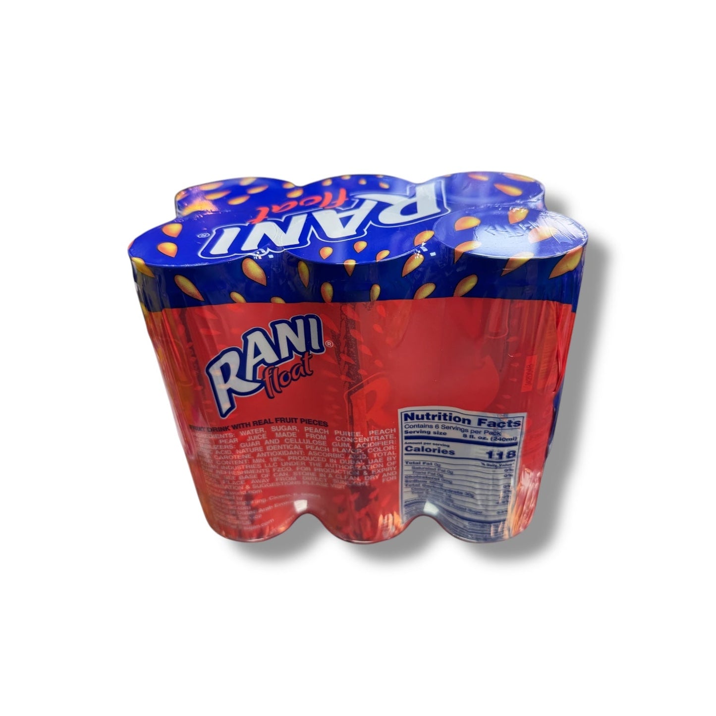 Rani Float Peach - Refreshing Fruit Drink with Real Peach Pieces - 6 Pack (240ml Each)