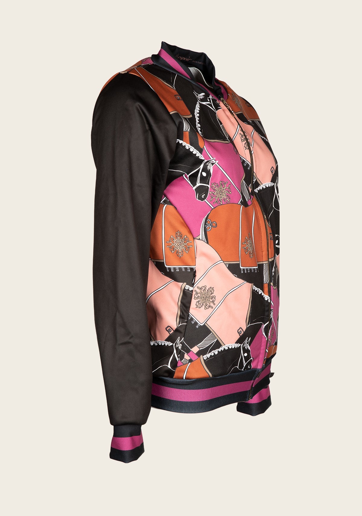 ON SALE!!!  Espoir Black Blanketed Horse Bomber Jacket