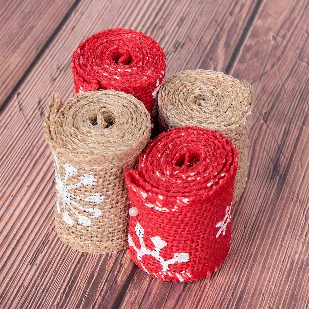 2Sizes Merry Christmas Jute Burlap Hessian Ribbon