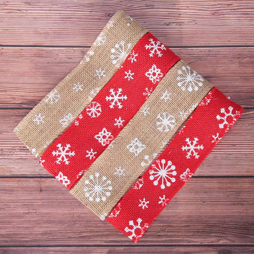 2Sizes Merry Christmas Jute Burlap Hessian Ribbon