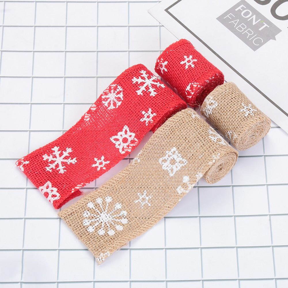 2Sizes Merry Christmas Jute Burlap Hessian Ribbon