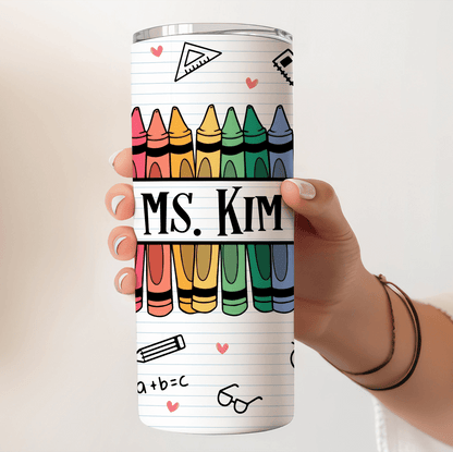 It Takes A Big Heart to Teach Little Minds - Personalized Custom 20oz Skinny Tumbler Cup - Personalized Custom Youth T Shirt - Back To School/ First Day Of School, Loving, Funny Gift for Teacher, Kindergarten, Preschool, Pre K, Paraprofessional