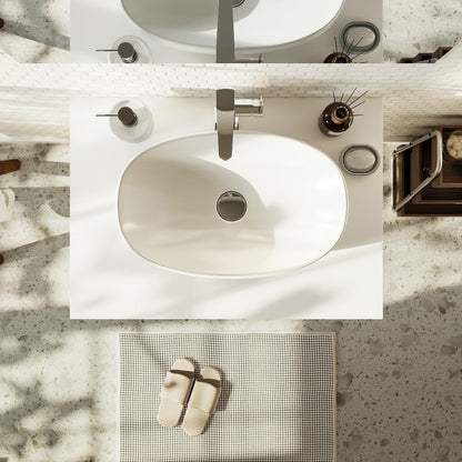 Eviva Santa Monica Wall Mount Bath Vanity with Acrylic Top and Vessel Solid Surface Sink (30"-36")