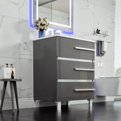 Eviva Deluxe Bath Vanity with Porcelain Top and Integrated Sink (20"-32")