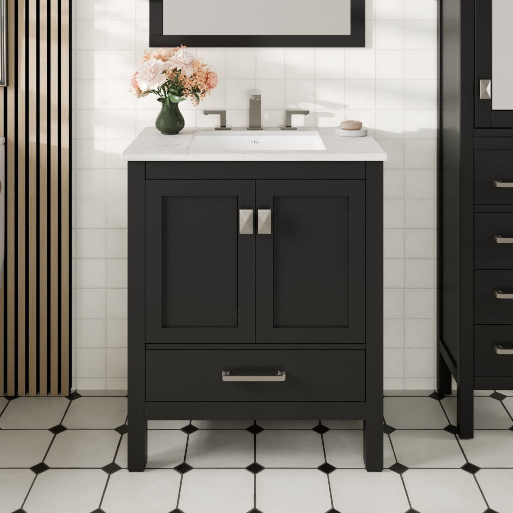 Eviva London Bath Vanity with Carrara Quartz Top and Undermount Porcelain Sink (20"-60")
