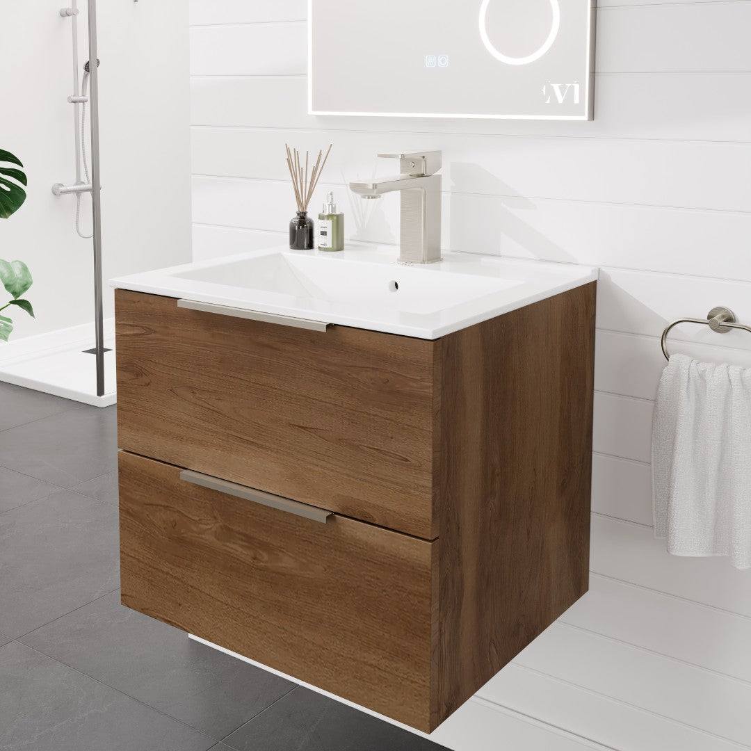 Eviva Lux Single-Handle Waterfall Single-Hole Bathroom Faucet with Deckplate included in Brushed Nickel