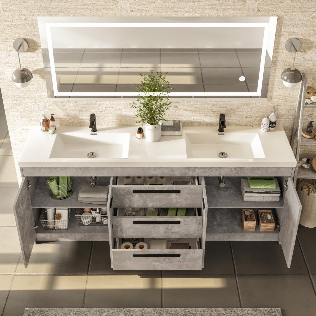 Eviva Lugano Bath Vanity with Acrylic Top and Integrated Sink (24"-84")