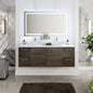 Eviva Luxurious Wall Mount Bath Vanity with White Quartz Top and Vessel Porcelain Sinks