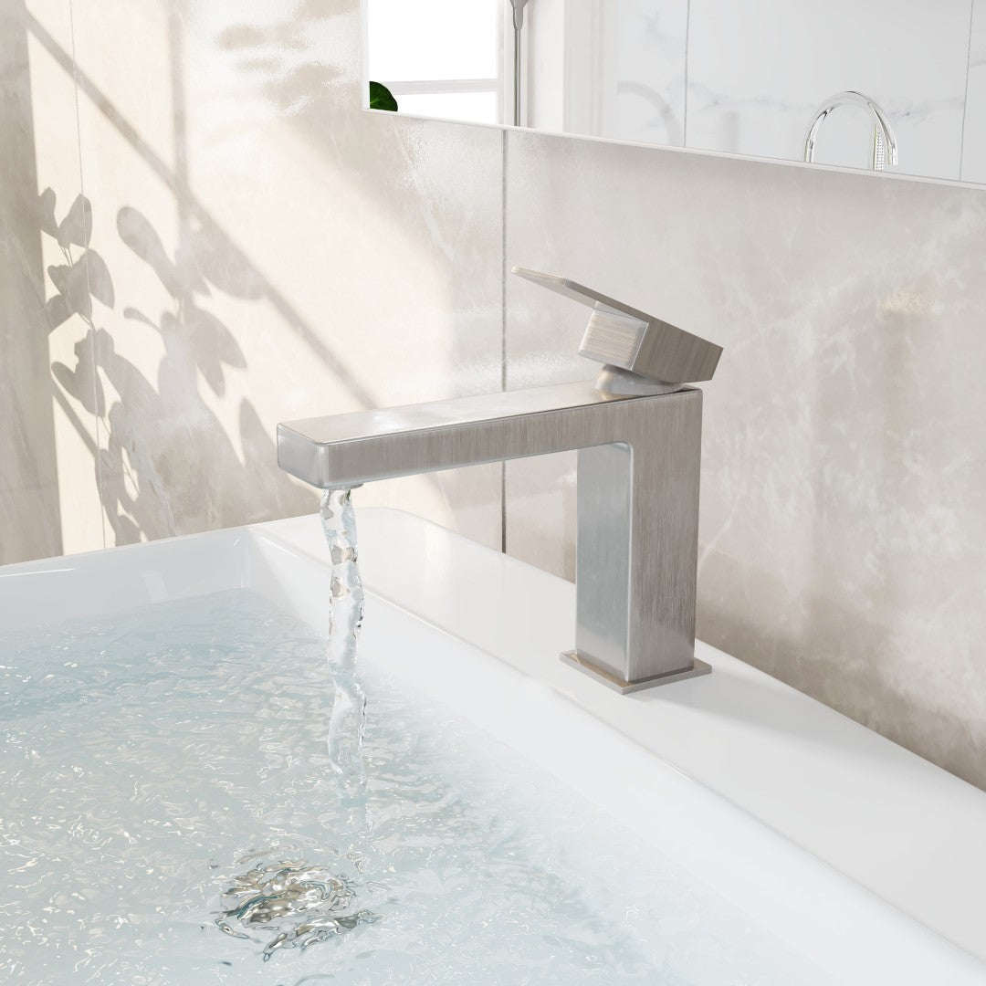 Eviva Bella Single-Handle Waterfall Single-Hole Bathroom Faucet with Deckplate Included in Brushed Nickel