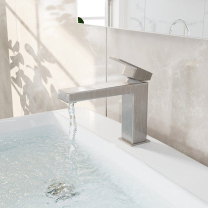 Eviva Bella Single-Handle Waterfall Single-Hole Bathroom Faucet with Deckplate Included in Brushed Nickel