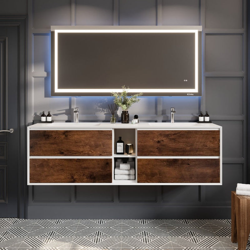 Eviva Vienna Wall Mount Bath Vanity with Acrylic Top and Integrated Sink (36"-75")
