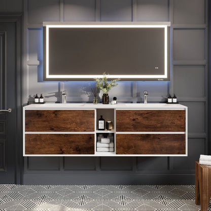 Eviva Vienna Wall Mount Bath Vanity with Acrylic Top and Integrated Sink (36"-75")
