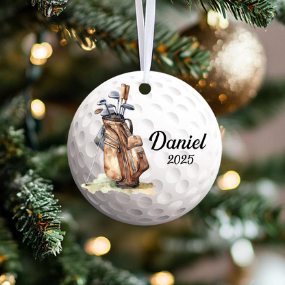 Golf Christmas Ornament - Personalized Custom 3D Inflated Effect Ceramic Ornament - Christmas Gift For Golf Lovers