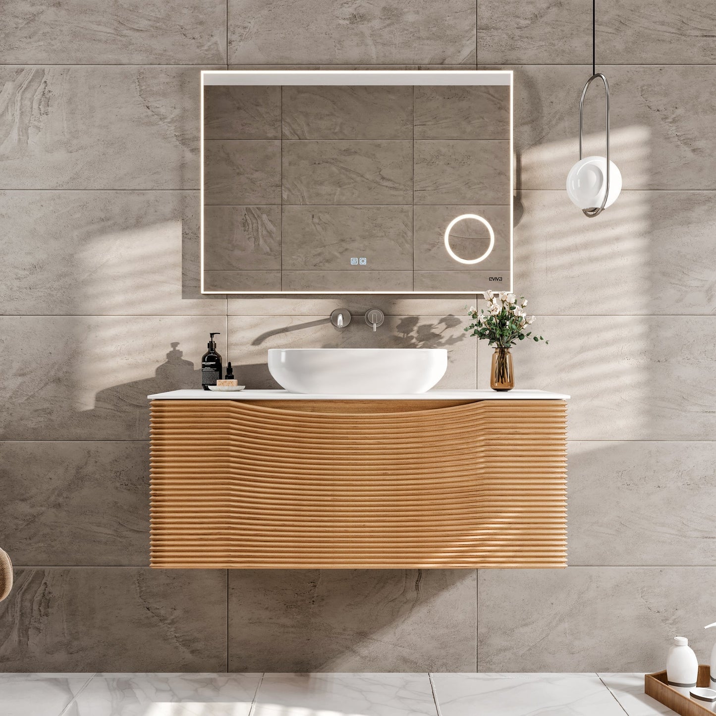 Eviva Leah Wall Mount Bath Vanity with Solid Surface Top and Integrated Sink (32"-39")