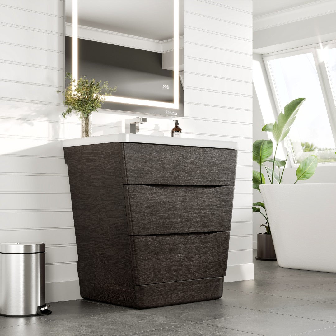 Eviva Victoria Bath Vanity with Acrylic Top and Integrated Sink (25"-32")