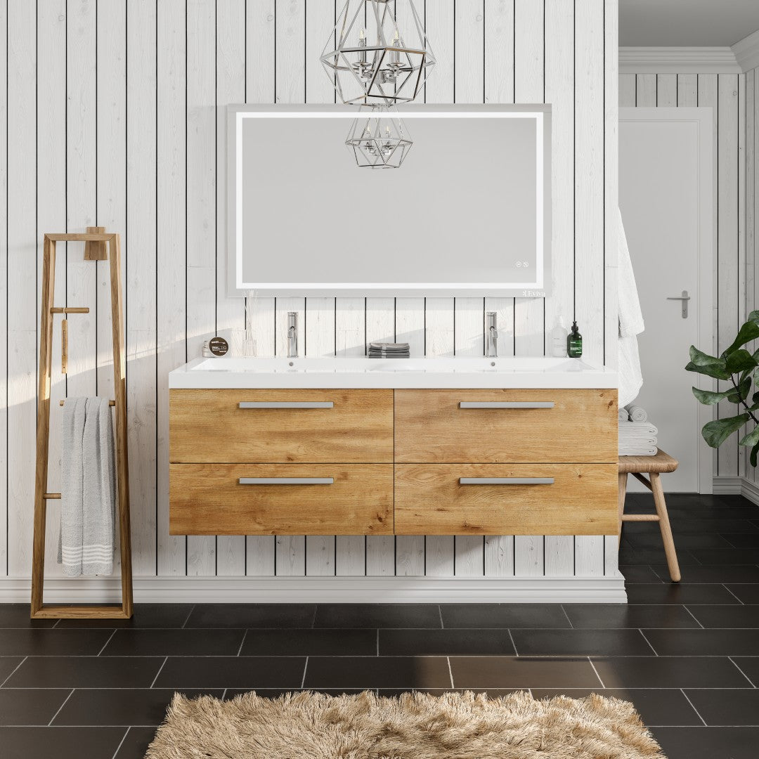 Eviva Surf Wall Mount Bath Vanity with Acrylic Top and Integrated Sink (36"-57")