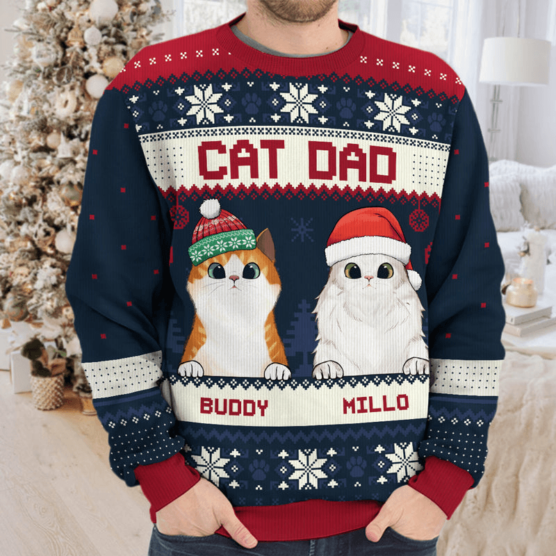 Best Cat Mom Cat Dad Ever - Custom Ugly Sweater - Personalized Christmas Gifts For Cat Owners & Lovers, Cat Mum, Cat Brother, Cat Sister | Sweatshirt