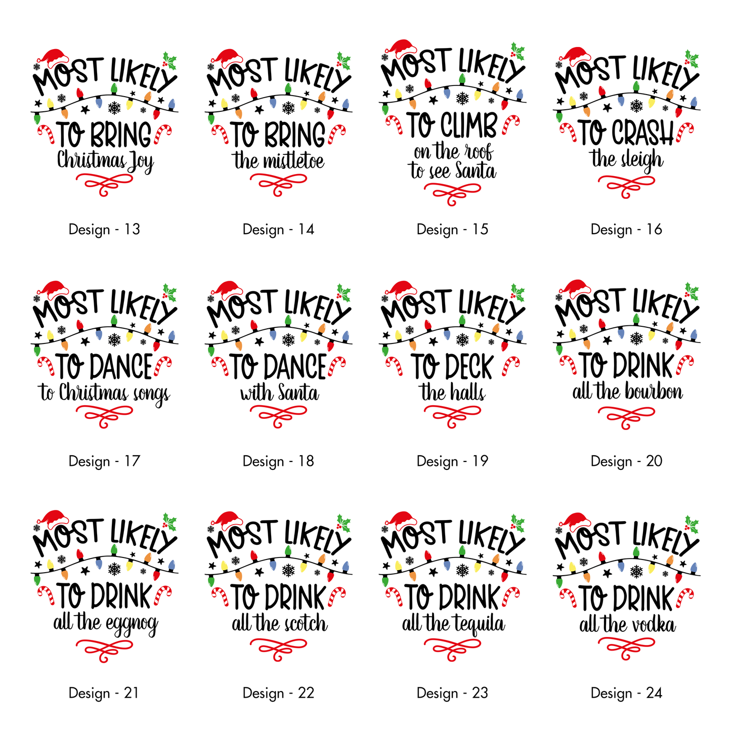 Most Likely To Christmas Family Tees - 60 Designs! Comfort Colors T-Shirt