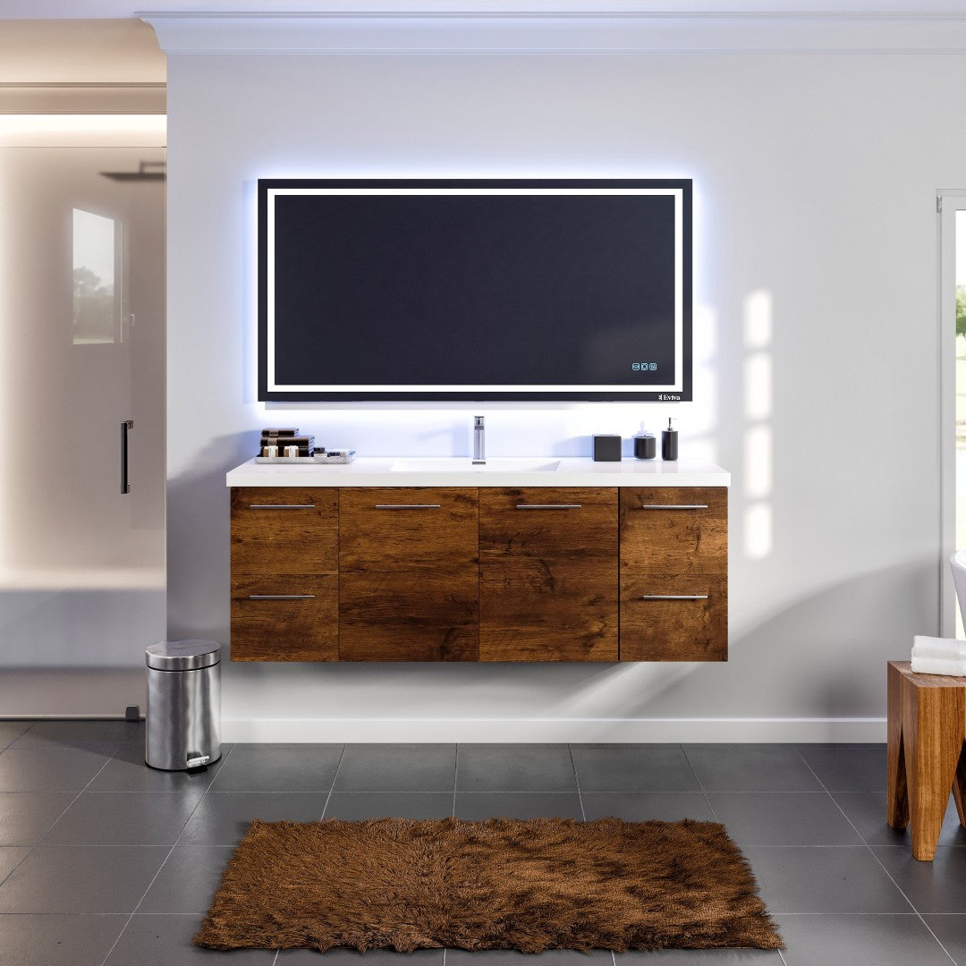 Eviva Axel Wall Mount Bath Vanity with Acrylic Top and Integrated Sink