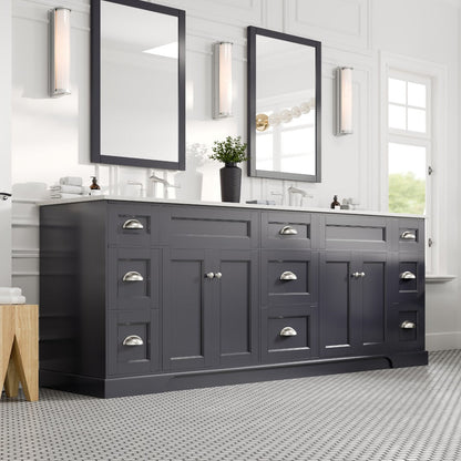 Eviva Epic Bath Vanity with Carrara Quartz Top and Undermount Porcelain Sinks (48"-100")