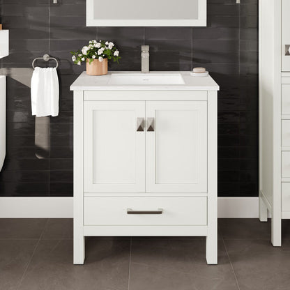 Eviva London Bath Vanity with Carrara Quartz Top and Undermount Porcelain Sink (20"-60")