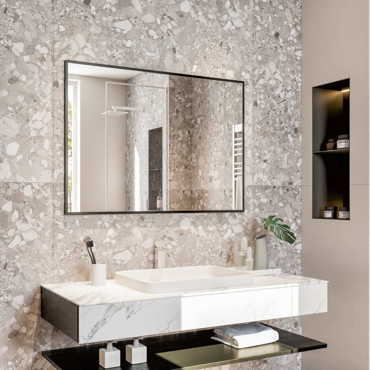 Eviva Black Black Metal Framed Mirror