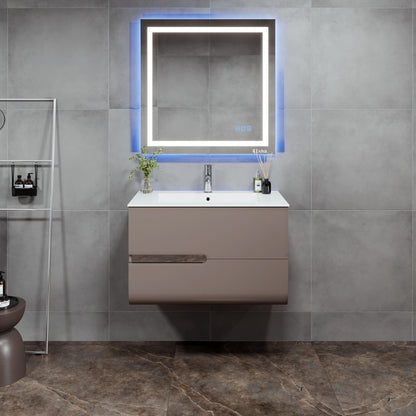 Eviva Ways Wall Mount Bath Vanity with Porcelain Top and Integrated Sink