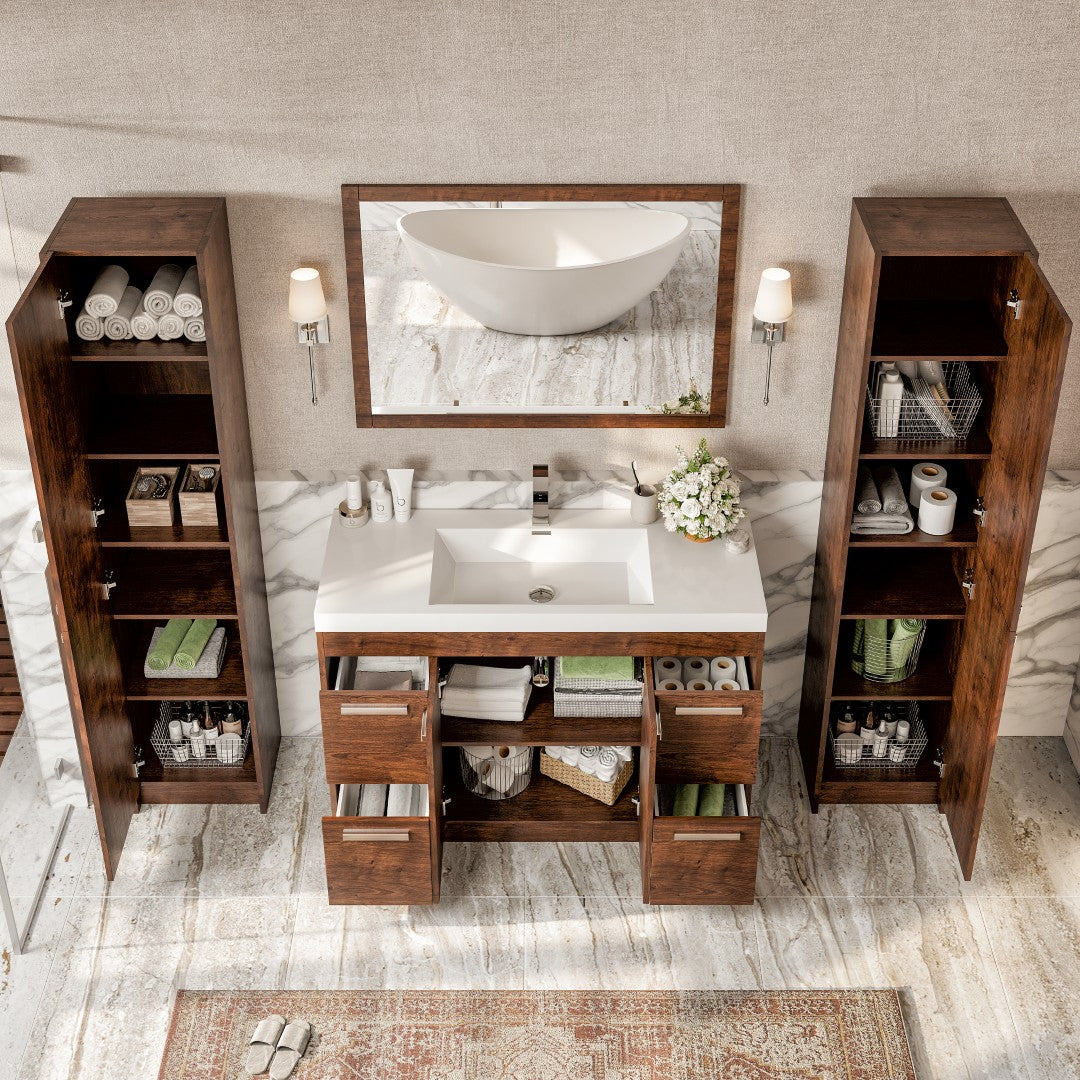 Eviva Lugano Bath Vanity with Acrylic Top and Integrated Sink (24"-84")