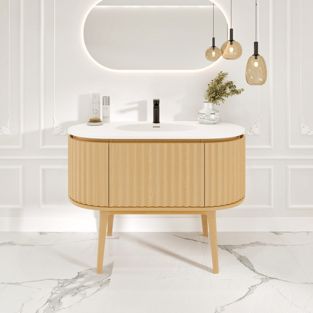 Eviva Haven Wall Mount Bath Vanity with Solid Surface Top and Integrated Sink (39"-71")