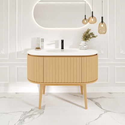 Eviva Haven Wall Mount Bath Vanity with Solid Surface Top and Integrated Sink (39"-71")