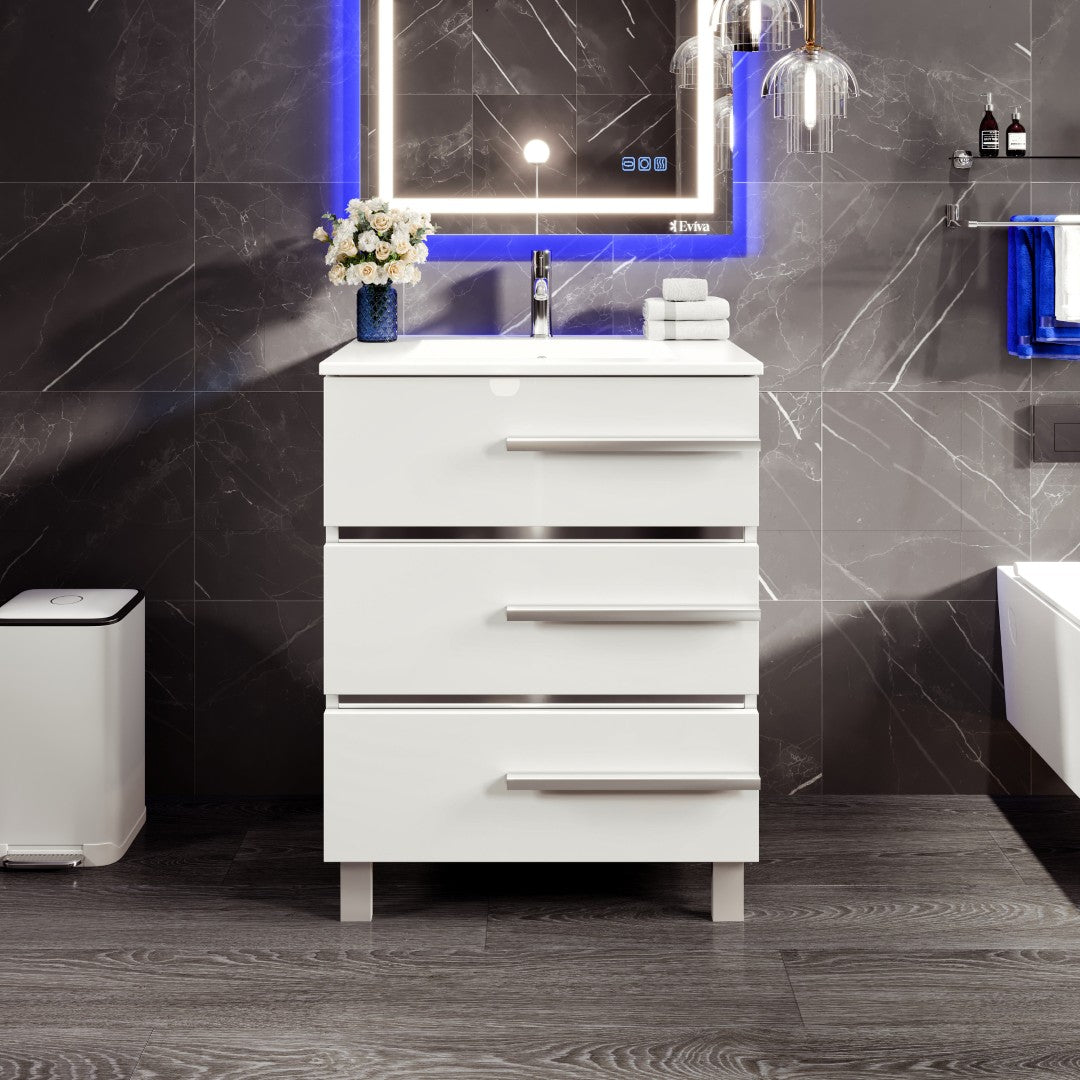 Eviva Deluxe Bath Vanity with Porcelain Top and Integrated Sink (20"-32")