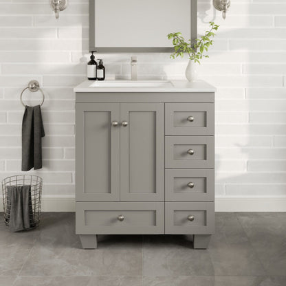 Eviva Happy Bath Vanity with Carrara Quartz Top and Undermount Porcelain Sink (24"-30")