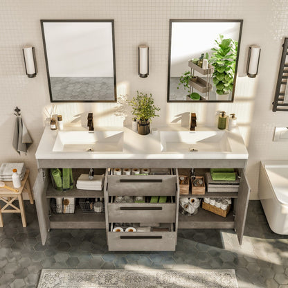 Eviva Lugano Bath Vanity with Acrylic Top and Integrated Sink (24"-84")
