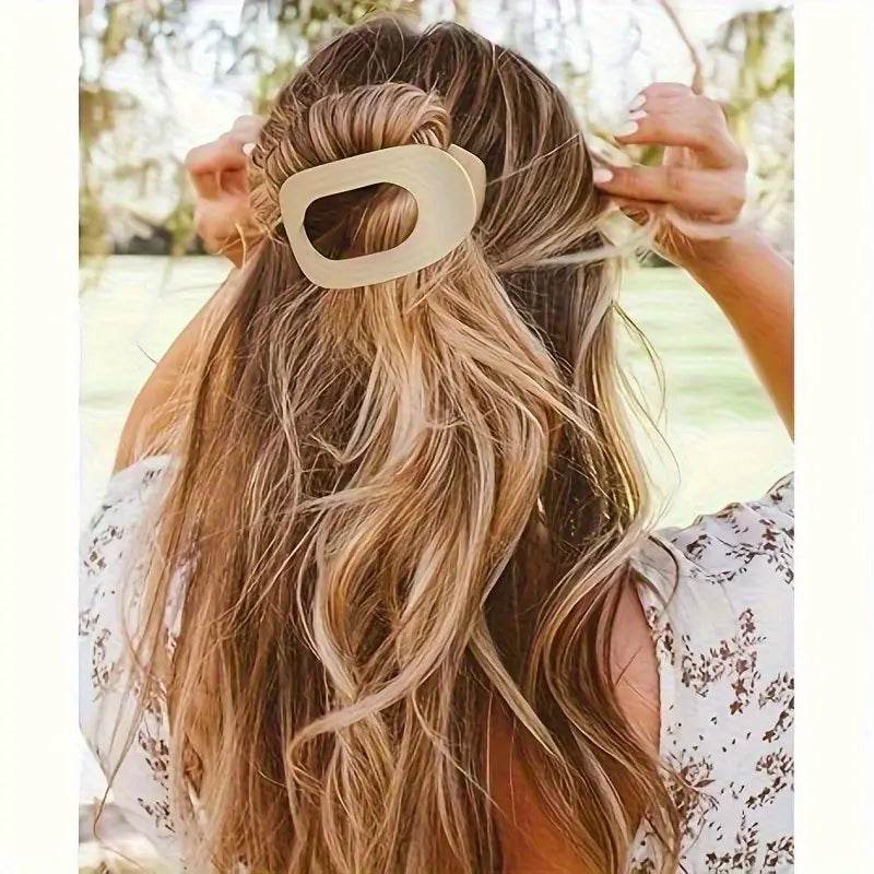 Leopard Matte Oval Hair Claw Clip – Curved Barrette for Women