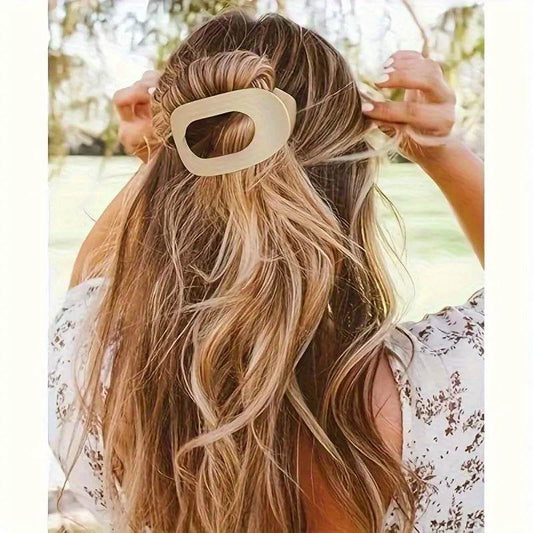 Leopard Matte Oval Hair Claw Clip – Curved Barrette for Women