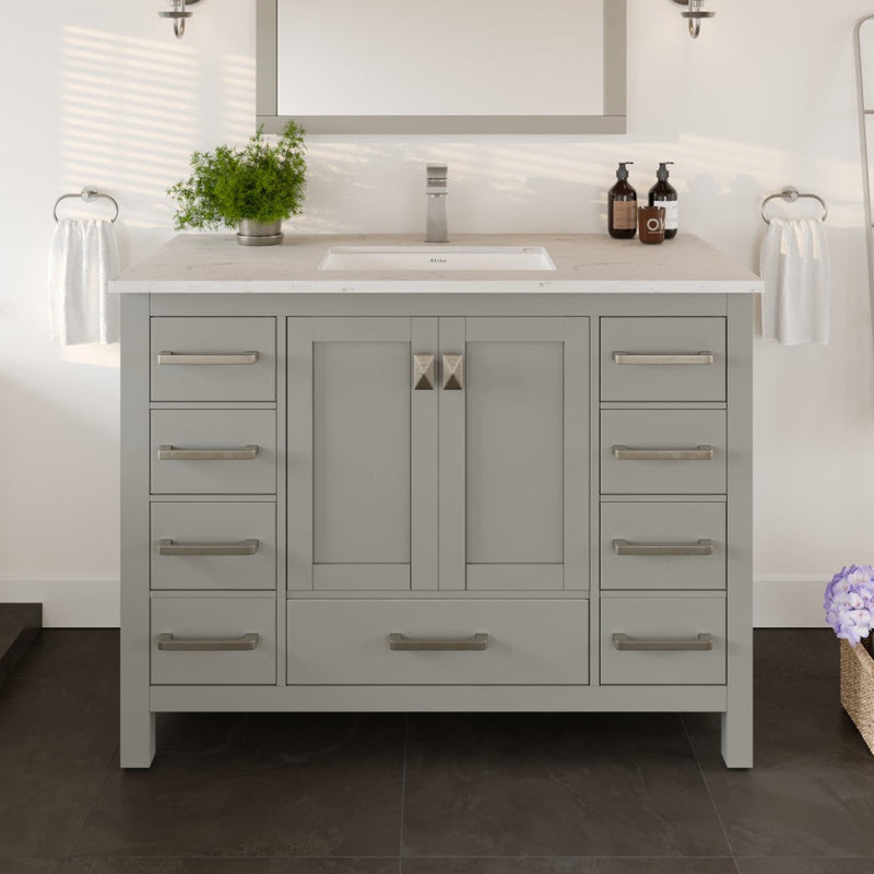 Eviva London Bath Vanity with Carrara Quartz Top and Undermount Porcelain Sink (20"-60")