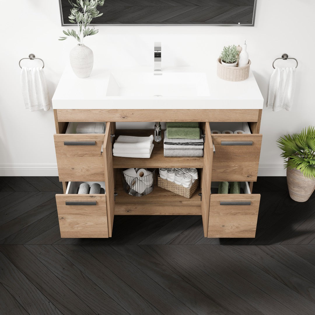 Eviva Lugano Bath Vanity with Acrylic Top and Integrated Sink (24"-84")