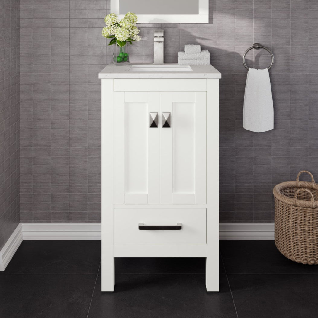 Eviva London Bath Vanity with Carrara Quartz Top and Undermount Porcelain Sink (20"-60")