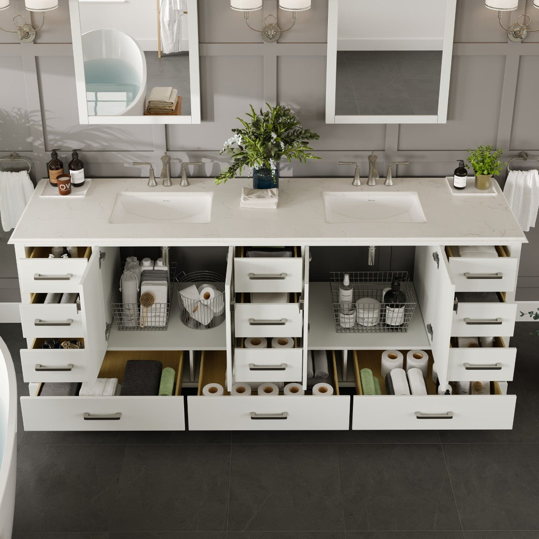 Eviva Storehouse Bath Vanity with  Counter Top and Undermount Porcelain Sinks