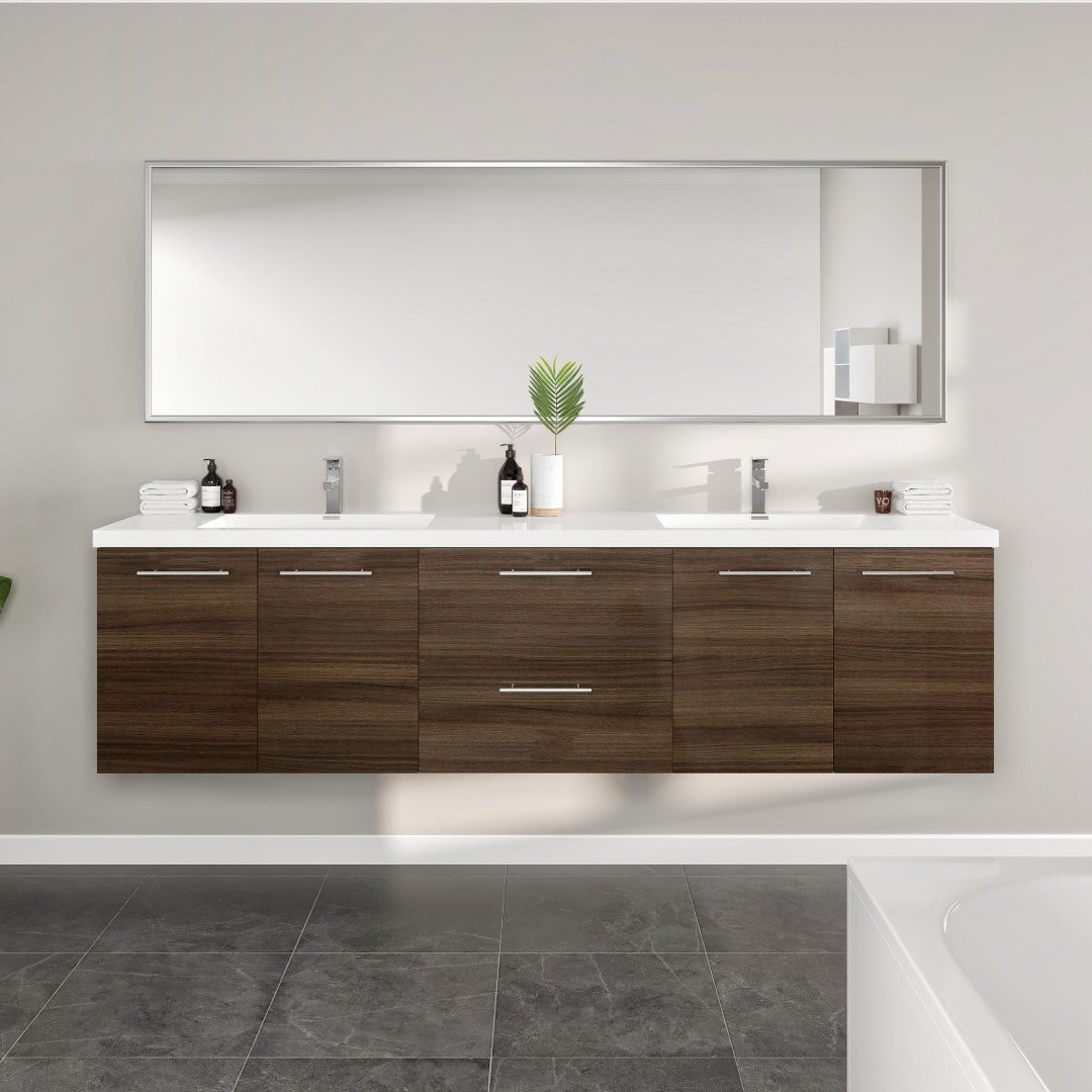 Eviva Lumina Wall Mount Bath Vanity with Acrylic Top and Integrated Sinks