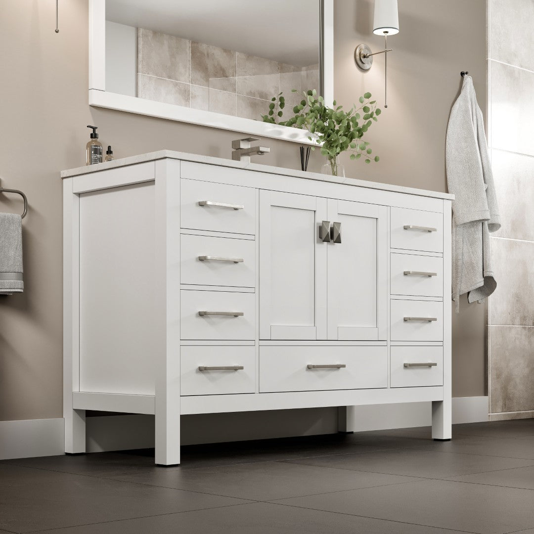 Eviva London Bath Vanity with Carrara Quartz Top and Undermount Porcelain Sink (20"-60")