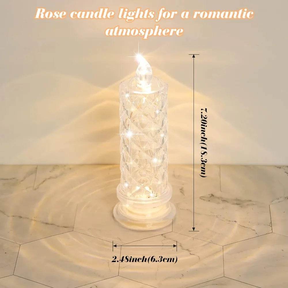 Flameless LED Rose Projection Candle Light for Home Decor, Parties, Wedding Gift